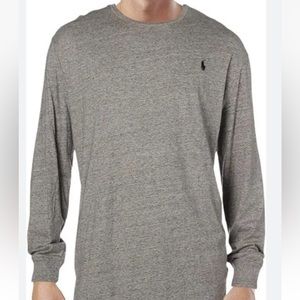 Polo Ralph Lauren Mens Heathered Classic Fit T-Shirt Gray Long Sleeve Size M